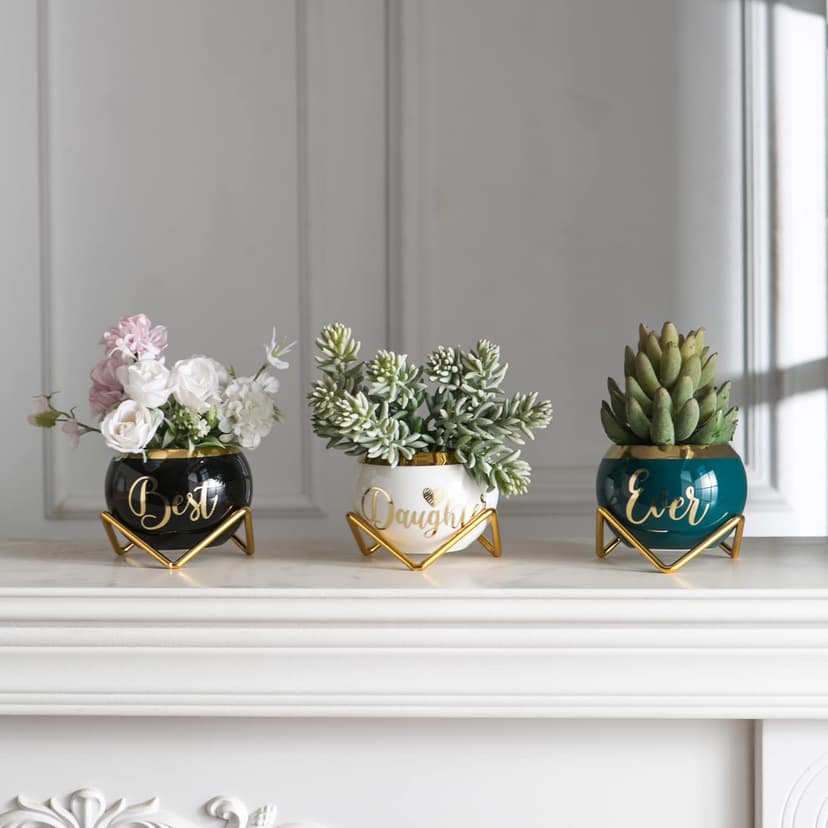 Daughter Gifts from Mom, Birthday Gift for Daughter, Mother Daughter Gifts, Happy Birthday Daughter, Best Daughter Ever Gift, Daughter In Law Gifts, Birthday Gifts for Daughter Adult, 3 Succulent Pots