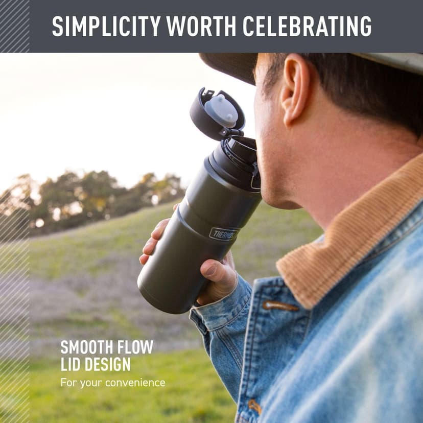 THERMOS Stainless King Vacuum-Insulated Drink Bottle, 24 Ounce, Matte Steel