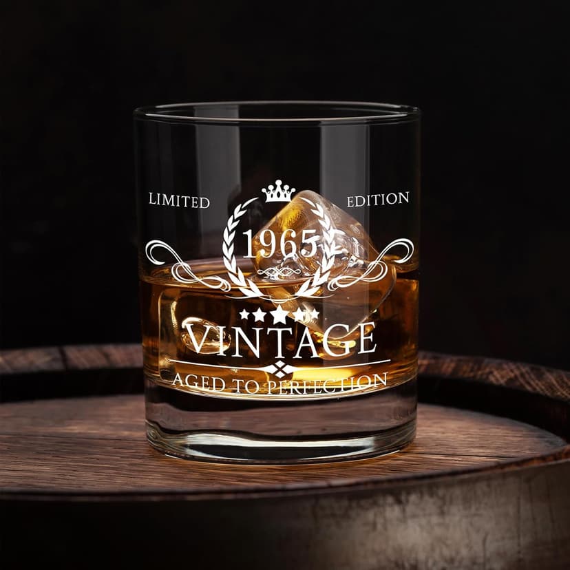 AOZITA 60th Birthday Gifts for Men - 60th Birthday Decorations for Men, Party Supplies - 60th Anniversary, Bday Gifts Ideas for Him, Dad, Husband, Friends - 11oz Whiskey Glass