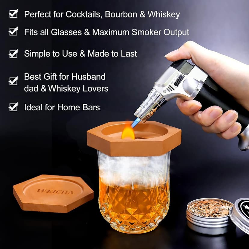 Bourbon Whiskey Gifts for Men Dad - Cocktail Smoker Kit with Torch, Birthday Anniversary Unique Gifts for Dad Boyfriend Husband Grandpa, Smoked Bourbon Kit, Mens Gifts Ideas