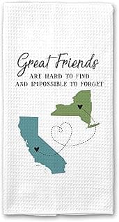 Personalized Long Distance Kitchen Towel | Two State Great Friends | Gift For Friend | Gift For Her | Graduation Present | Moving Away Gift | Long Distance Map Gift | Christmas Gift | College Gift