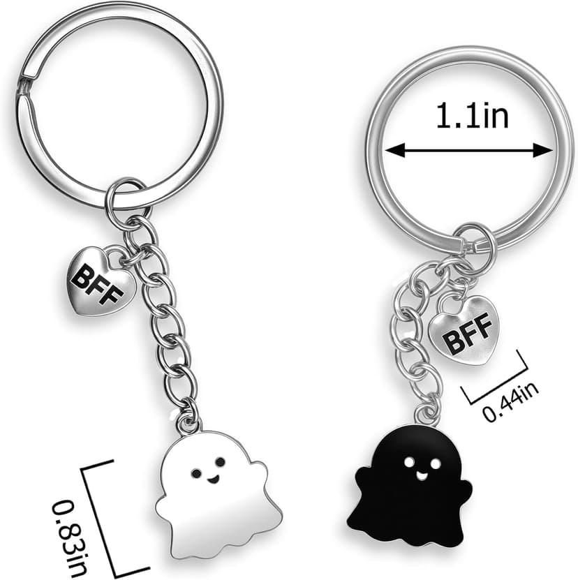 Best Friend Birthday Gifts for Women Funny Cute Ghost Keychain Bestie Gifts Long Distance Stuff for 2 with Card