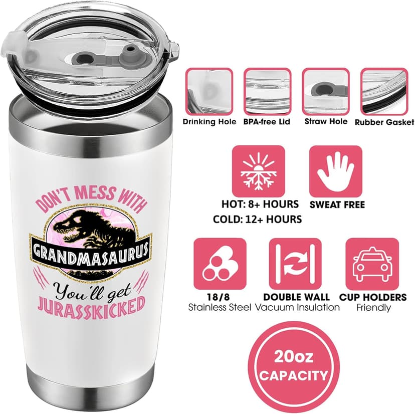Grandma Gifts - Birthday Gifts for Grandma - Mothers Day, Christmas Gift Ideas for Grandmother from Grandchildren, Granddaughter, Grandson, Grandkids - 20 Oz Stainless Steel Tumbler