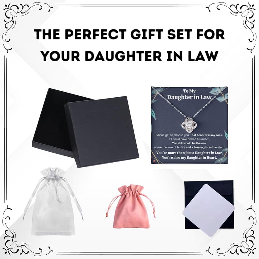 Daughter in Law Gifts Necklace From Mother in Law To My Bonus Daughter Honor Pendant Jewelry with Message Card and Box (Standard Box, Honor Gift Set)