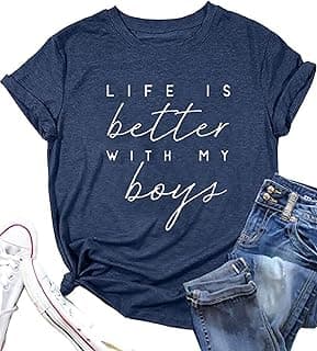 Boy Mom Shirt for Women Mom Shirts Mother Gifts T Shirt Mom of Boys Funny Tops Tees
