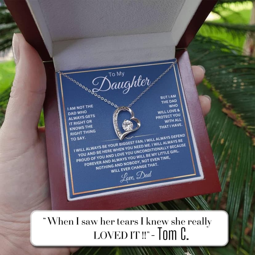 To My Daughter Necklace From Dad With Heartfelt Message, Daughter Birthday Present From Dad, Jewelry Gifts For Graduation for Her From Mom or Daddy, 14K Pendant