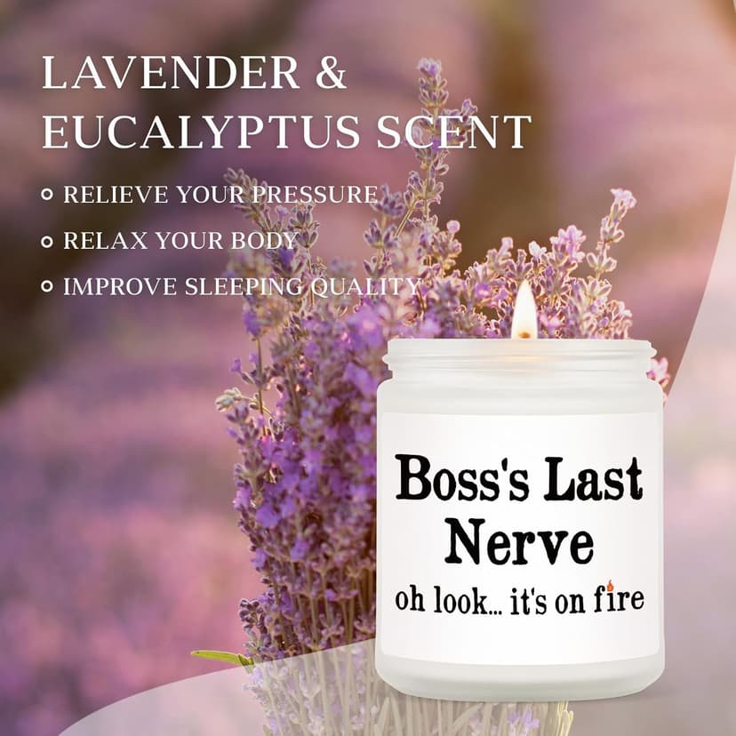 Funny Boss Gifts for Women Men- Handmade Lavender Soy Wax Candle- Best Boss Lady Gifts for Women, Birthday Christmas Gift for Boss Female, Boss's Last Nerve Candle (7oz)