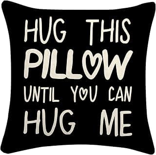 Sufamb Hug This Pillow Until You Can Hug Me Throw Pillow Covers, 18 x 18 Pillow Case, for Boyfriend Girlfriend Birthday Gifts, Long Distance Relationships Gifts (Black)(18x18in)