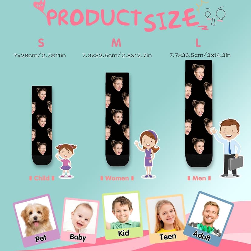 Bemaystar Custom Socks with Photo,Personalized Socks Gifts,Funny Sock Gag Gifts