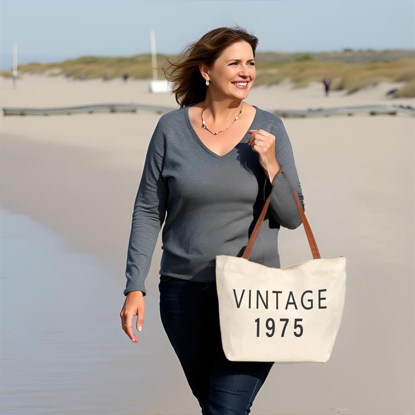 50th Birthday Gifts for Her,50th Birthday Gifts for Women,Gift for 50 Year Old Woman,50 Year Old Gift for Women-Vintage 1975 Tote Bag