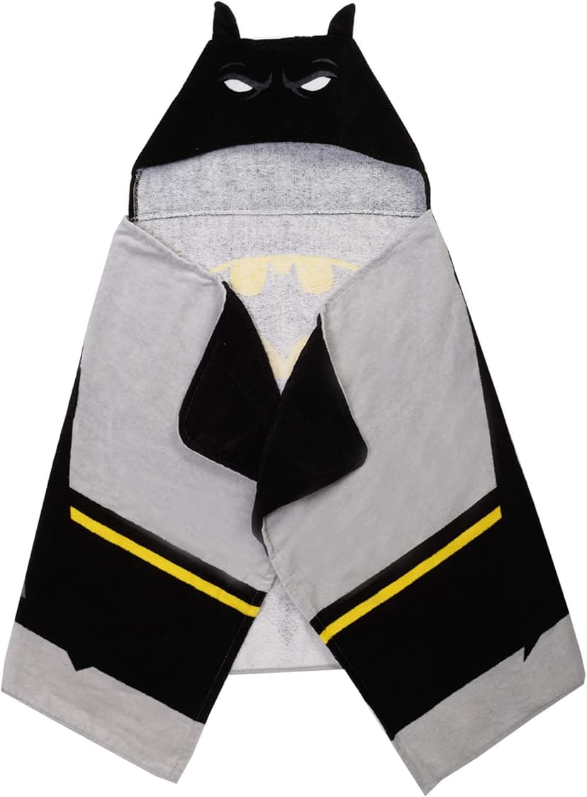 Batman Kids Bath/Pool/Beach Super Soft Cotton Terry Hooded Towel Wrap, 24" x 50", By Franco