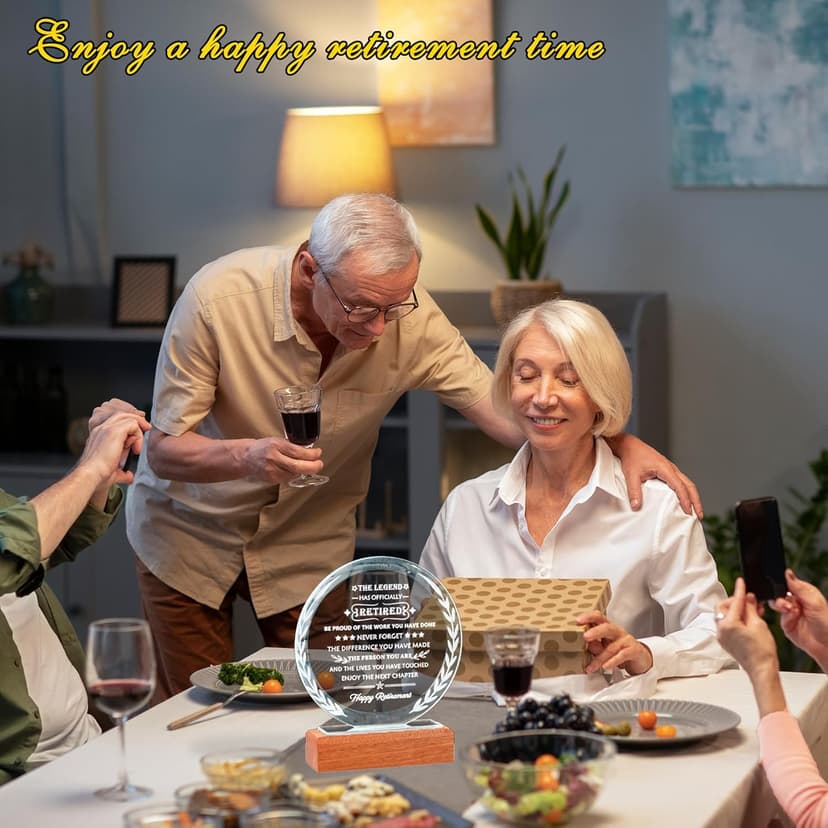 YWHL Retirement Gifts for Men Women 2025 Happy Retirement Gifts Decorations Crystal Keepsake Plaque Farewell Gift Best Retired Gift Idea for Coworker Boss Teacher Friends Doctor Nurse Police