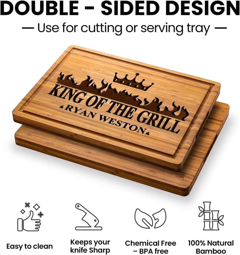 GIFTS TO ENGRAVE Personalized Grilling Gifts for Men - Custom Fathers Day Present for Dad - BBQ Cutting Board Perfact Grill Master Gifts for Him, Dad, Father in Law, Husband 2025