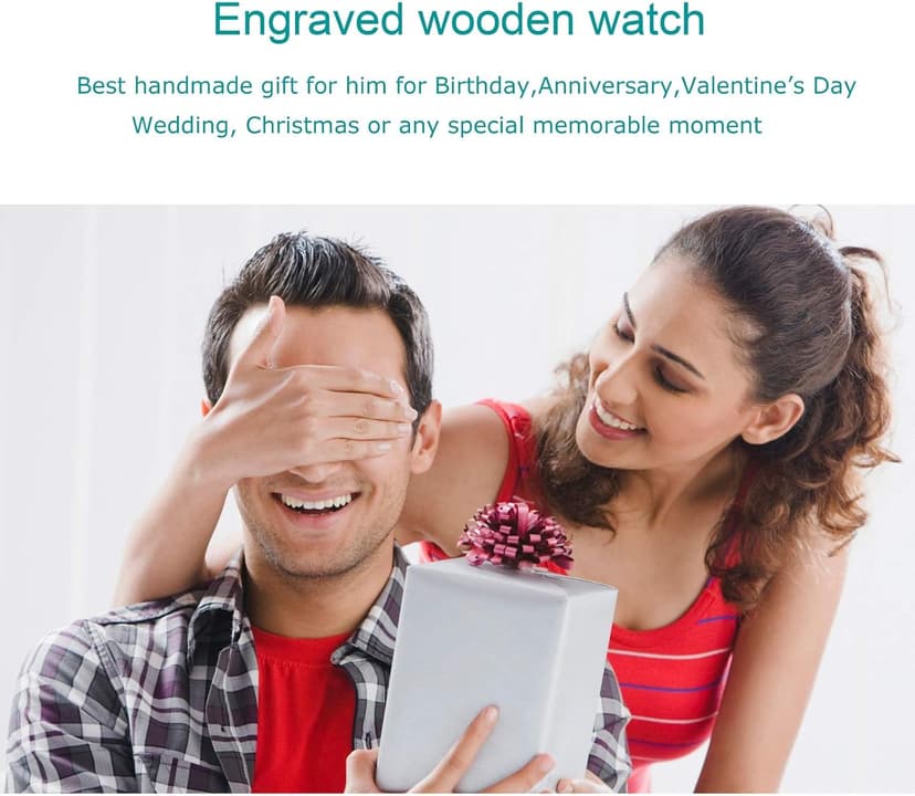 UMIPHIMAT Engraved Wooden Watches for Men - Customized Wood Wrist Watches for Husband Boyfriend Dad Son