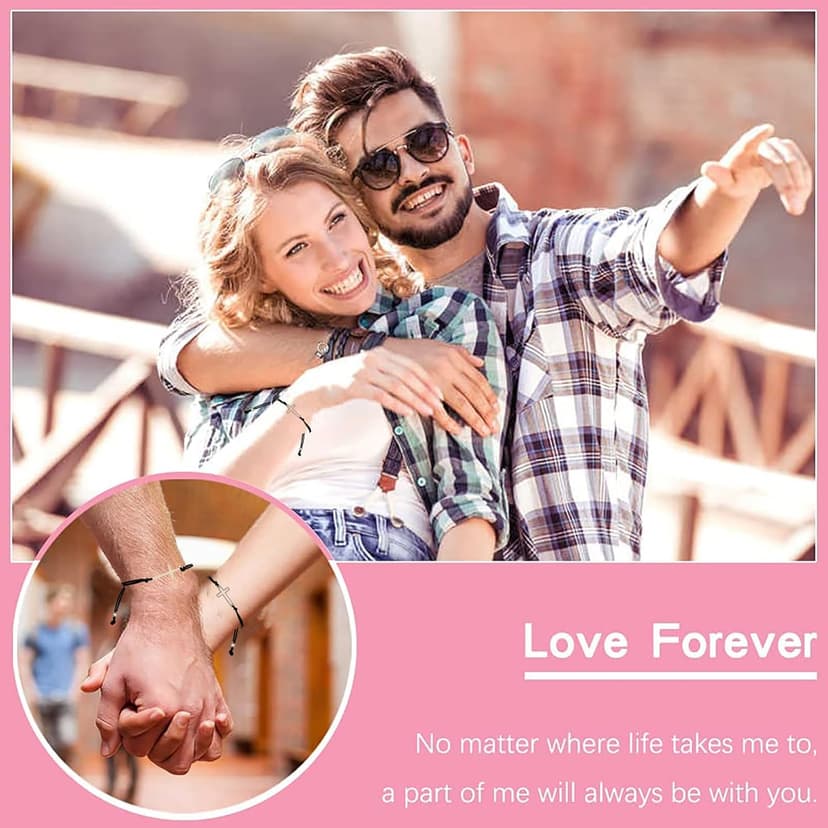 Couples Bracelets Matching Bracelets for Couples Relationship Bracelets for Bf and Gf Cross Bracelet for Best Friends for Him and Her Boyfriend Girlfriend Bracelets