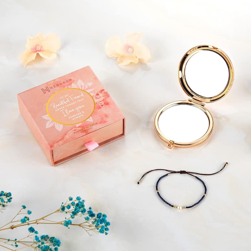 Best Friend Birthday Gifts for Friend | Sentimental Friend Gift Ideas for Women | Friendship Gifts for BFF, Bestfriend, Besties, Long Distance, Christmas | I Love You Friend | Rose Gold Compact Mirror