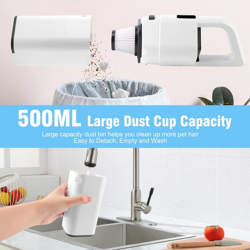 Cordless Vacuum Cleaner Handheld - 20000Pa Powerful Suction, 2-Speed Hand Vacuum Cordless Rechargeable for Car, Pet Hair, Stairs, Carpet, Couch - Portable Vac with HEPA Filter & 4 Attachments