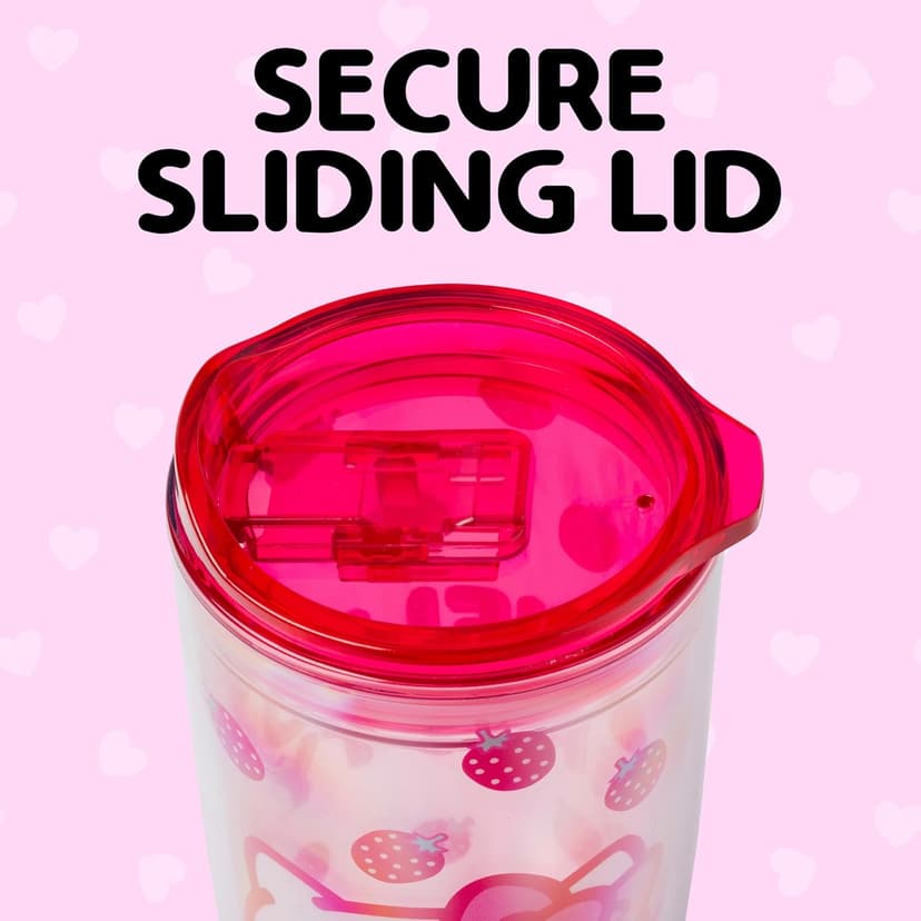 Silver Buffalo Sanrio Hello Kitty Strawberry Double Wall Travel Tumbler with Slide Close Lid, 20 Ounces