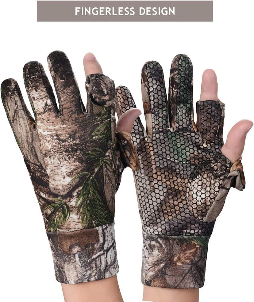EAmber Camouflage Hunting Gloves Full Finger/Fingerless Gloves Pro Anti-Slip Camo Glove Archery Accessories Hunting Outdoors