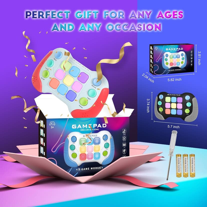 Fast Push Fidget Toys Handle, Flashing Handheld Game for Kids Teens Adults, Electronic Brain & Memory Game, Quick Push Buttons Gamepad, Xmas Birthday Gifts STEM Toys for Boys Girls