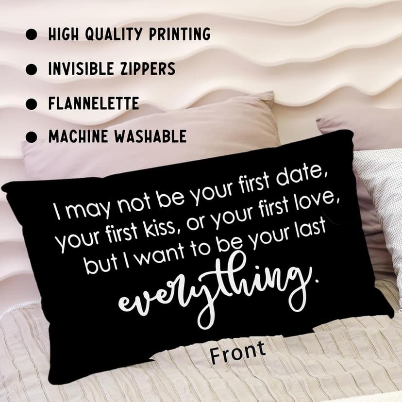 Sufamb Romantic Long Distance Relationship Gifts Reversible Throw Pillow Case Decor for Home Bedroom,12''x20'' Pillow case,Gift for Boyfriend,Husband,Anniversary,Wedding,Engagement Couples (Black-4)
