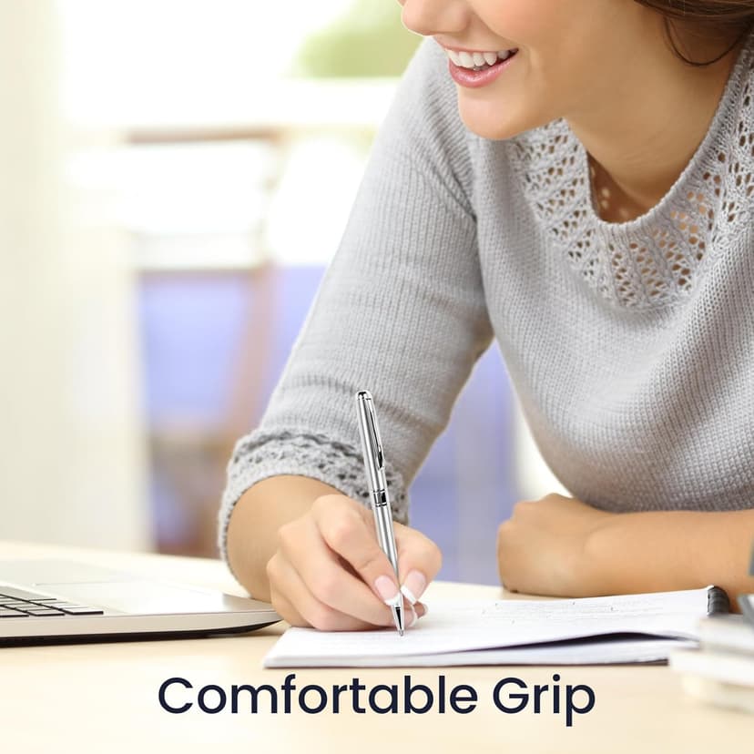 Cambond Ballpoint Pens Bulk Pens - Sliver Metal Pen Nice Luxury Pens for Men Business Office Police Comfortable Writing Twist Retractable 1.0 mm Medium Point Nice Pen, 5 Pack (Silver)