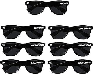 LADY&HOME Bachelor Party 7pcs Wedding Sunglasses for Groom, Best Man, Groomsmen Gifts Wedding Favor