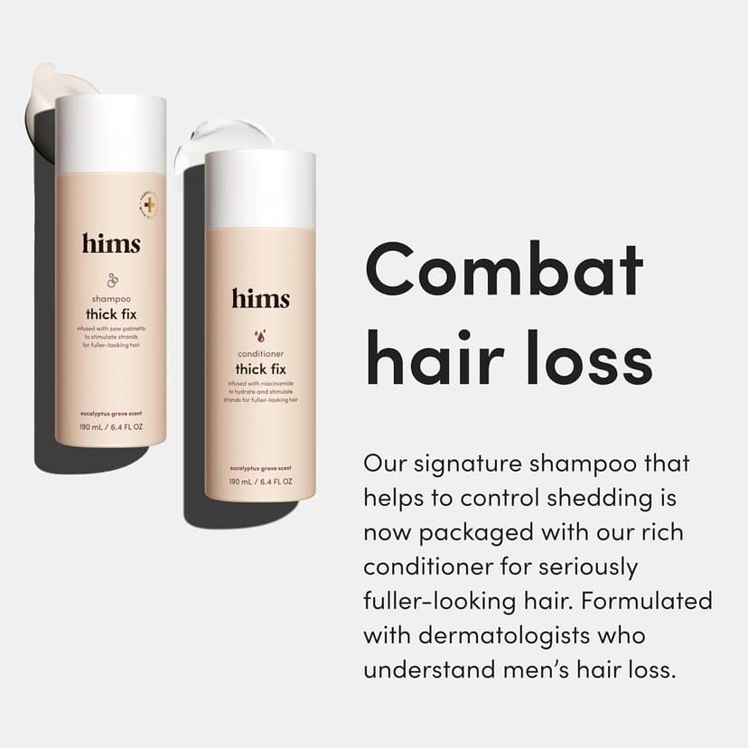 hims Thick Fix Shampoo & Conditioner Set - Thickening Shampoo and Conditioner with Saw Palmetto and Niacinamide - No Parabens or Sulfates, Vegan and Cruelty Free - Eucalyptus Grove - 2 x 6.4 fl oz