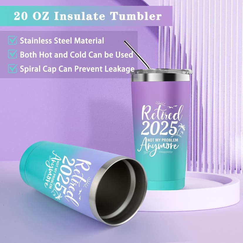 Retirement Gifts for Women, Best Happy Retirement Gifts for Teachers Nurses Coworkers Friends Grandma, Funny Retired Christmas Gift Basket for Women with 20 Oz Tumbler, Canvas Tote Bag, Makeup Bag