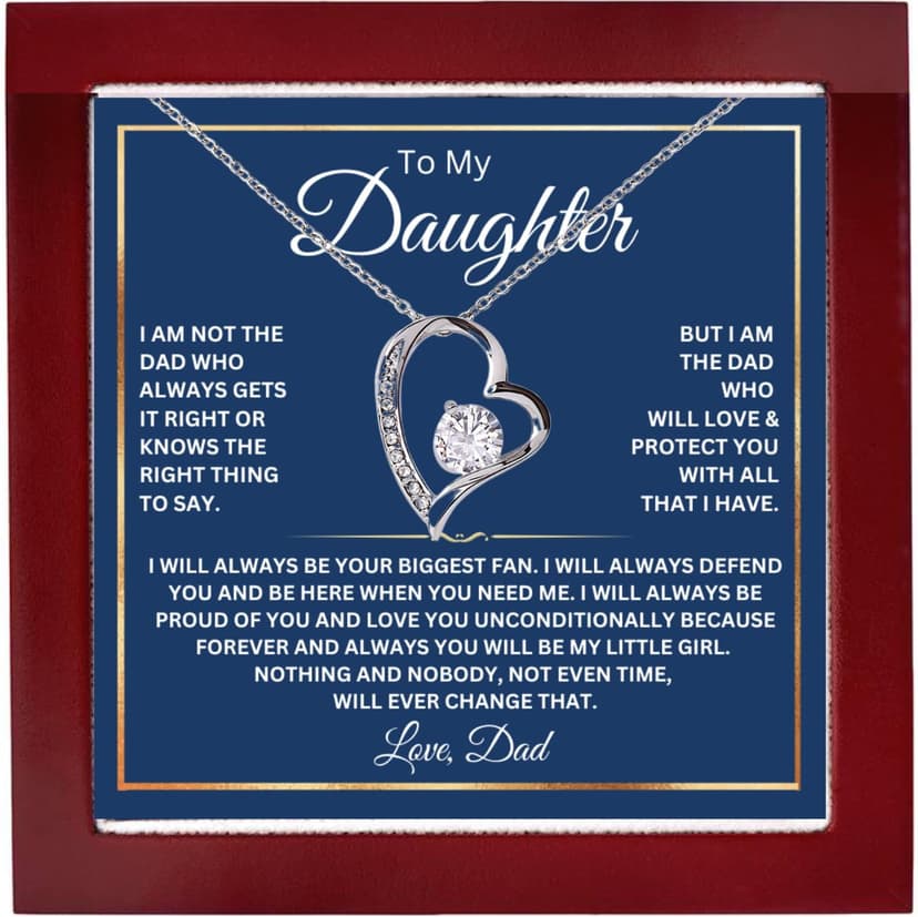 To My Daughter Necklace From Dad With Heartfelt Message, Daughter Birthday Present From Dad, Jewelry Gifts For Graduation for Her From Mom or Daddy, 14K Pendant