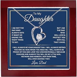 To My Daughter Necklace From Dad With Heartfelt Message, Daughter Birthday Present From Dad, Jewelry Gifts For Graduation for Her From Mom or Daddy, 14K Pendant