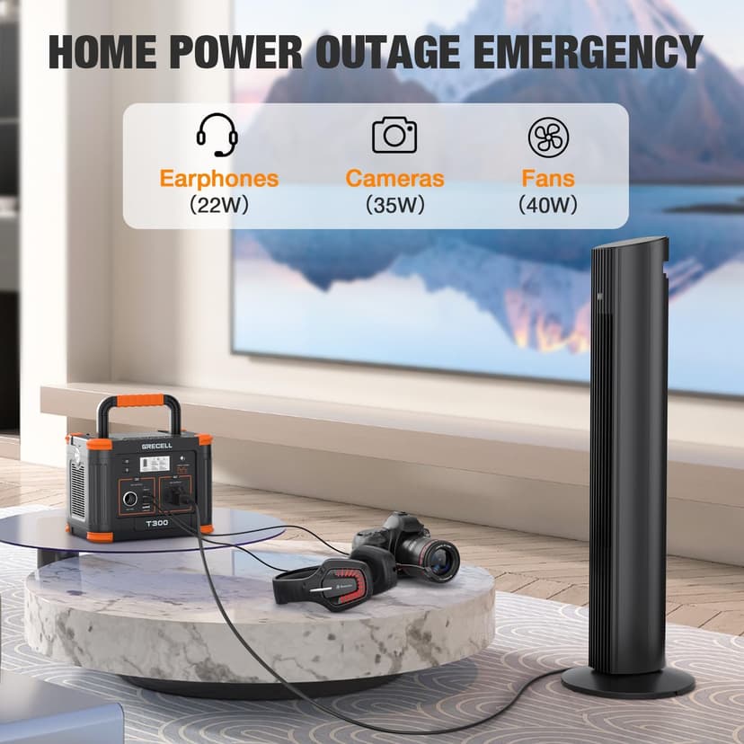 Portable Power Station 300W (Peak 600W), GRECELL 230.88Wh Solar Generator with 60W USB-C PD Output, 110V Pure Sine Wave AC Outlet Backup Lithium Battery for Outdoors Camping Travel Home Blackout