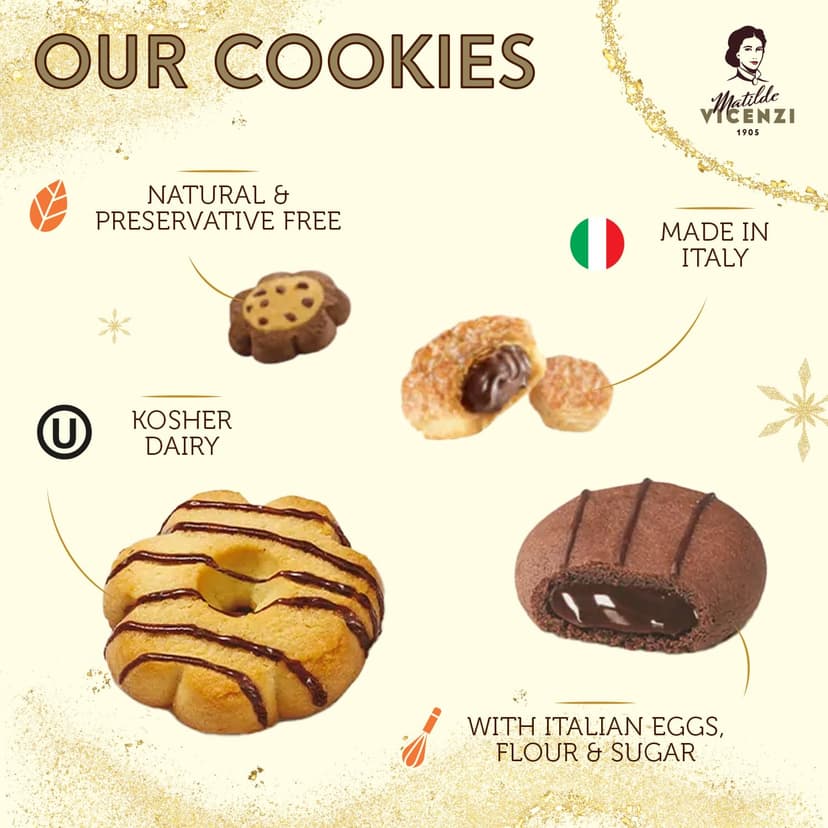 Matilde Vicenzi Roma Cookie Gift Tin - Italian Pastries & Cookies in Individually Wrapped Trays - Bakery Dessert Gifts For Birthdays, Thank You, Get Well and Every Special Occassion - Puff Pastry, Assorted Cookies in Italian Design Gift Tin 32.5oz (920g)