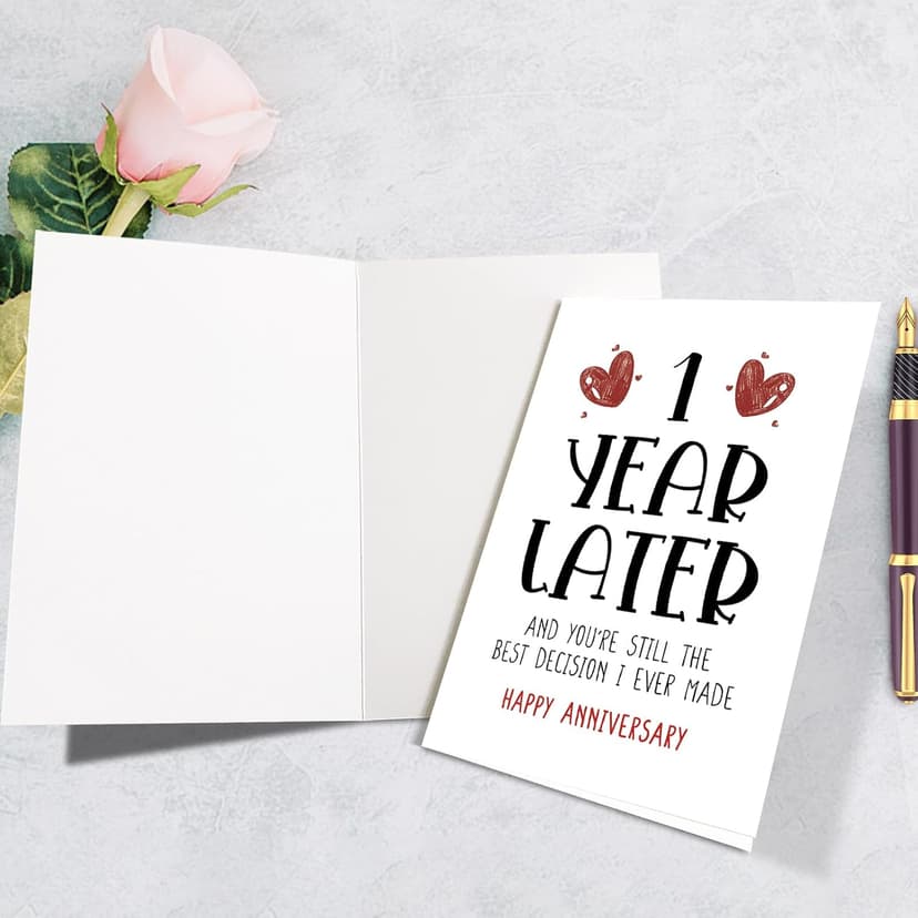 Supoeguk Happy One Year Card for Girlfriend Boyfriend, First Anniversary Card for Him Her, Funny 1st Wedding Anniversary Card for Wife Husband