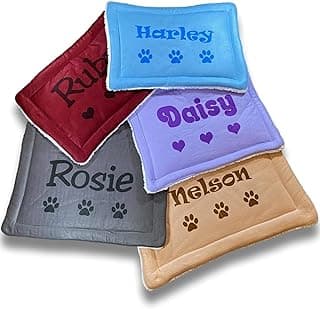Custom Catch Personalized Dog Mat - Gift for Crate Cushion, Puppy Sleeping Blanket, Kennel Bed Pad - Small - S - Gray, Purple, Blue, Maroon, Beige