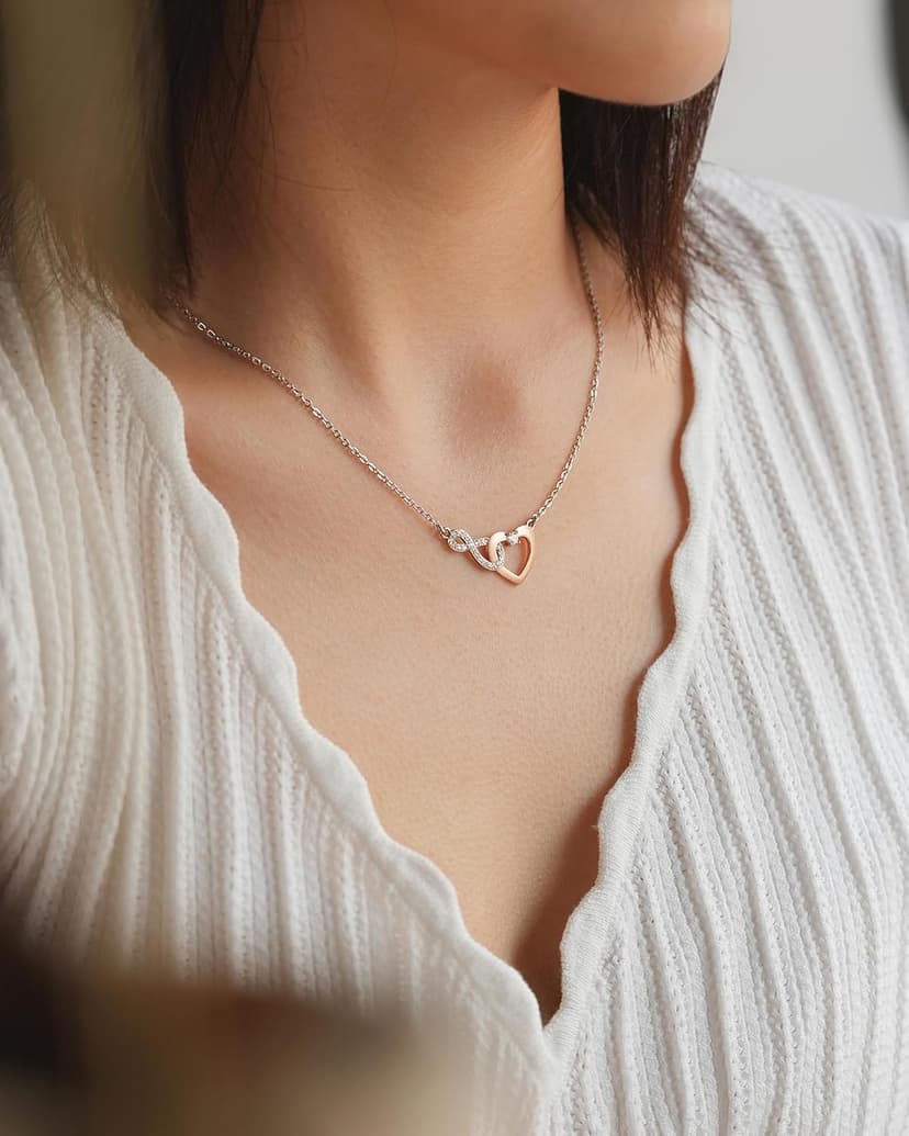 Shonyin Dainty Heart-felt Infinity Heart Necklace for Mother Daughter Girlfriend Soulmate Grandma Granddaughter Bonus Mom Bonus Daughter Mother-in-law Friend