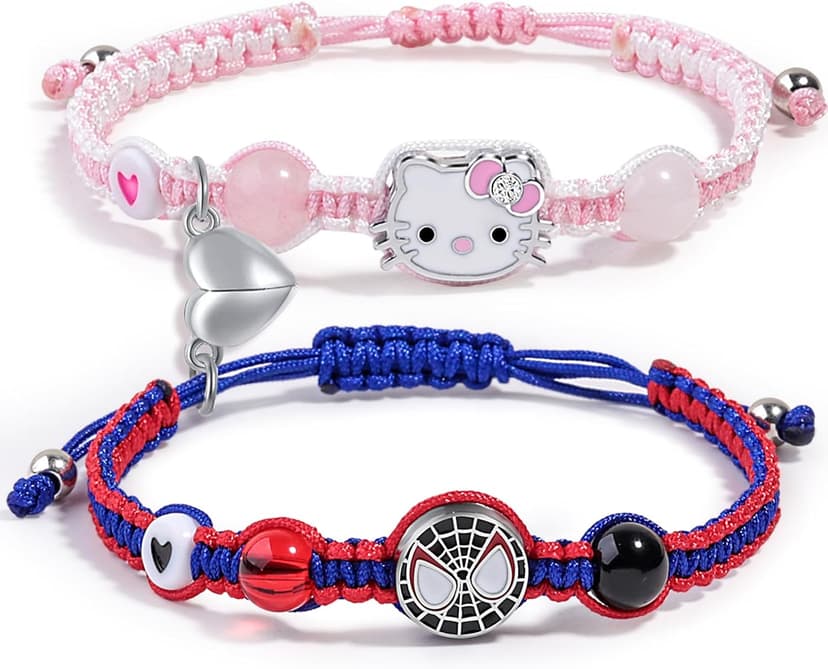 Couples/Friendship Matching Bracelets,Bat/Spider/kitty Bracelets Set, Valentine's Day Birthday Jewelry Gifts for Gf and Bf Soulmate, Matching Gifts for Husband&Wife Son&Daughters BFF