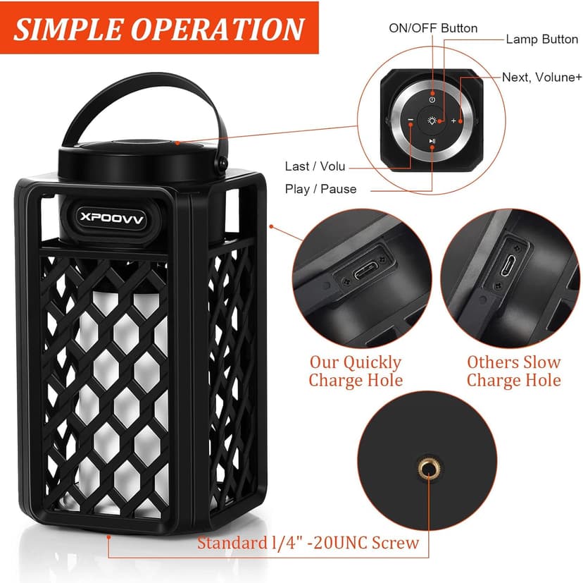 Outdoor Bluetooth Speakers Waterproof Portable Led Flame Speaker with Torch Atmosphere 10w Enhanced Bass for Patio Porch Garden Home Backyard Decor, Gifts for Men Women Couples Dads Moms