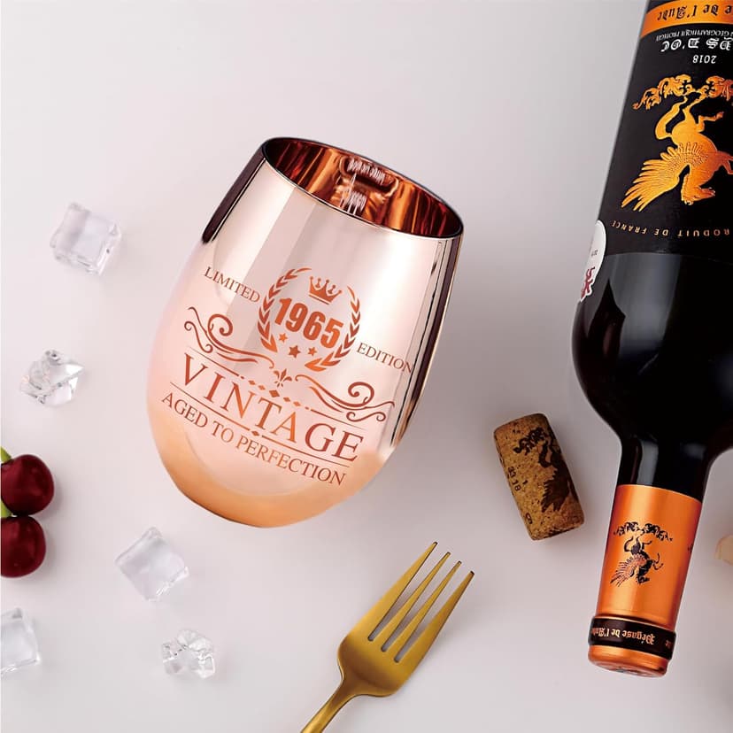 60th Birthday Gifts for Women - Vintage 1965 Wine Glass - 60th Birthday Decorations for Her - Funny Bday Present Ideas (wine glass, 1965)