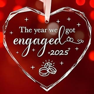 Engagement Gifts for Couples 2025 The Year We Got Engaged Bride to Be Gifts Engagement Gift for Newly Engaged Couples, Her, Women, Him, Friends, Real Glass Christmas Ornaments (Heart-Engaged)