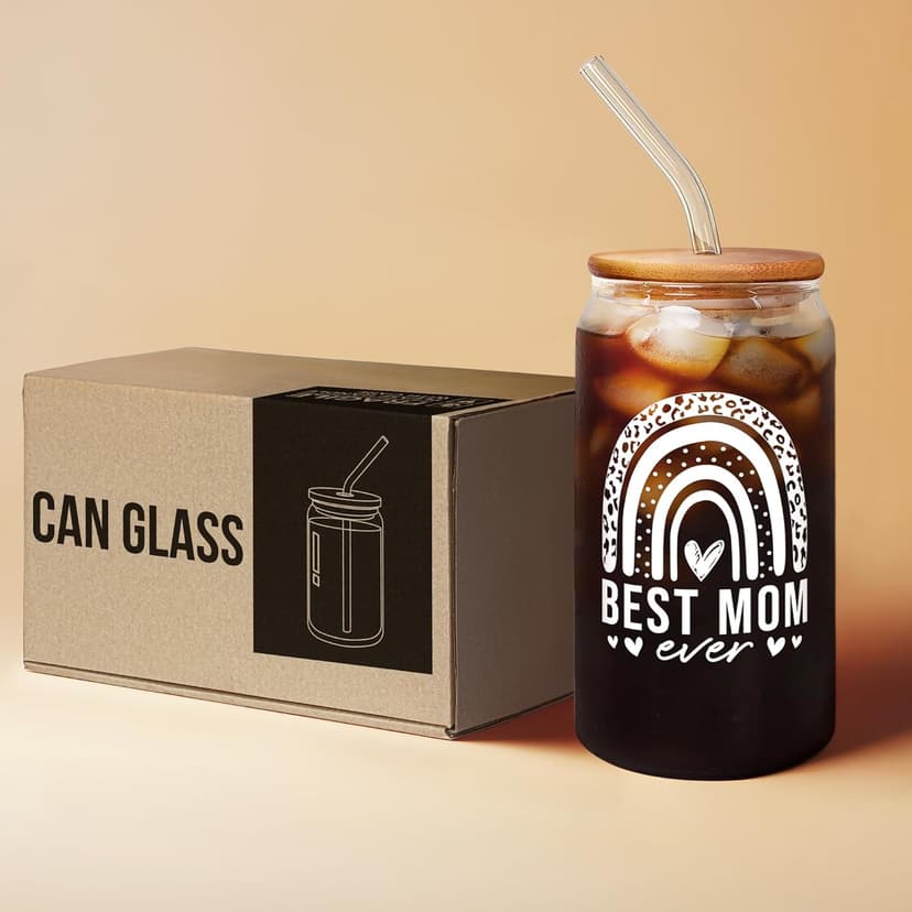 Gifts for Mom from Daughter Son - Birthday, Mothers Day, Christmas Mom Gifts for Wife, Her - Gift Ideas for Mama, Mother - Gift for New Moms, Mothers - 16 Oz 2-sided Can Glass