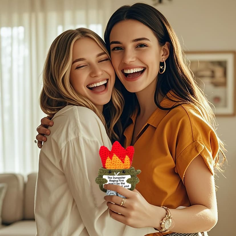 Funny Dumpster Crochet Fire, Bosses Day Gifts for Women Men Boss, Christmas Thank You Appreciation Gifts for Coworker Teacher Friend, Birthday Retirement Farewell Moving Going Away Gift Desk Decor