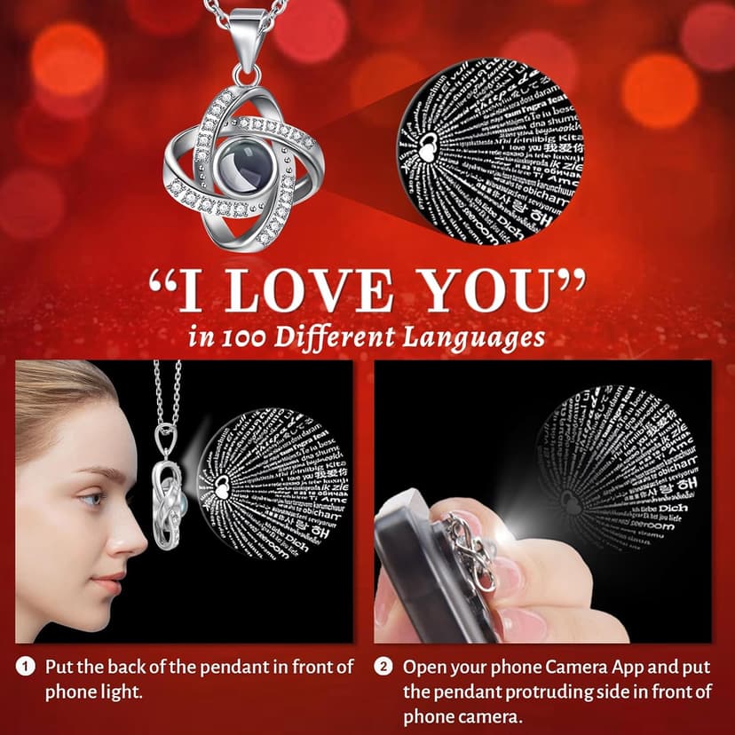 2 Preserved Rose Gift for Women - Eternal Rose with I Love You Necklace - Romantic Birthday Gifts for Girlfriend Mom Her Wife Grandma on Valentines Mothers Day Anniversary Christmas-Red