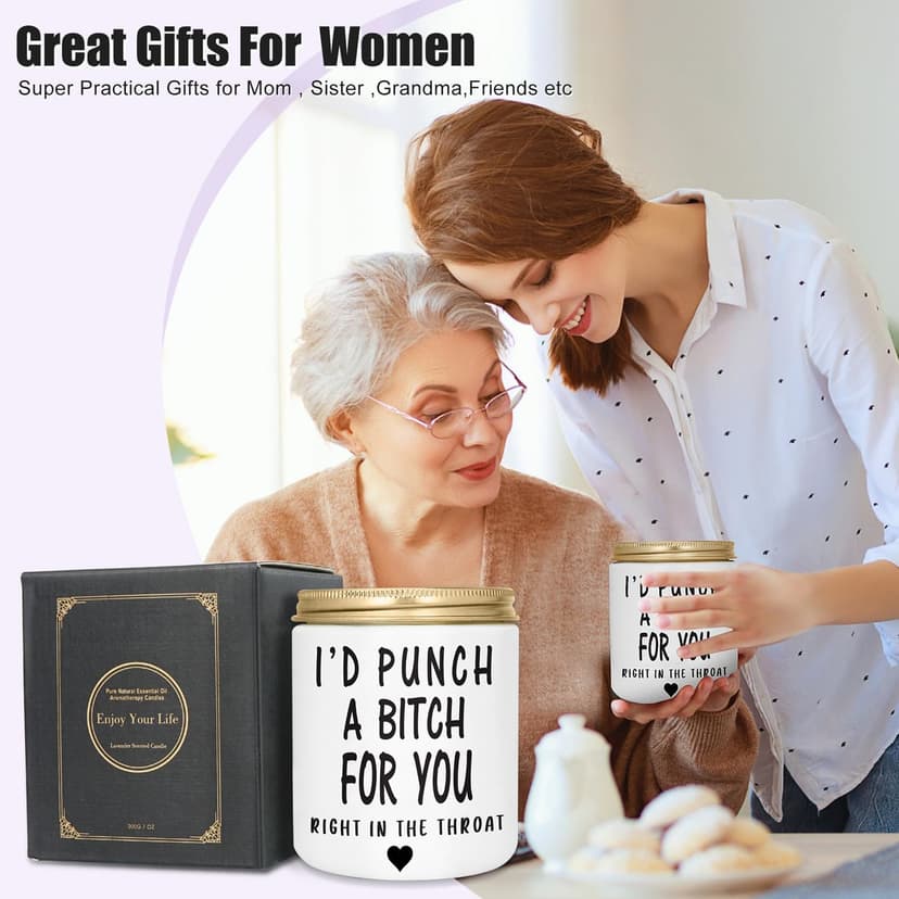 Best Friends Gifts for Women, Christmas Gifts for Friends Women Unbiological Sister Gifts - 7oz Funny Candle Lavender - Christmas Birthday Presents for Her Female Bestie