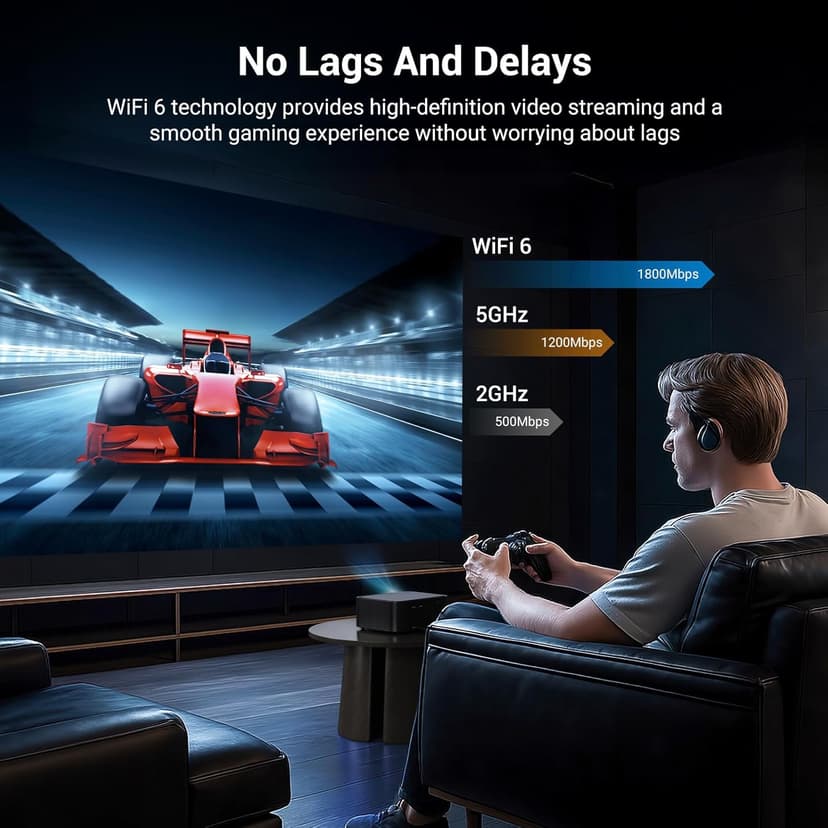 Official Licensed Netflix Smart Projector, HAPPRUN Projector 4K with Wifi and Bluetooth, DoIby Audio,Built-in Apps, Native1080P 1000 ANSI,Electric Focus,Movie Projector for Home Cinema,Outdoor,Indoor