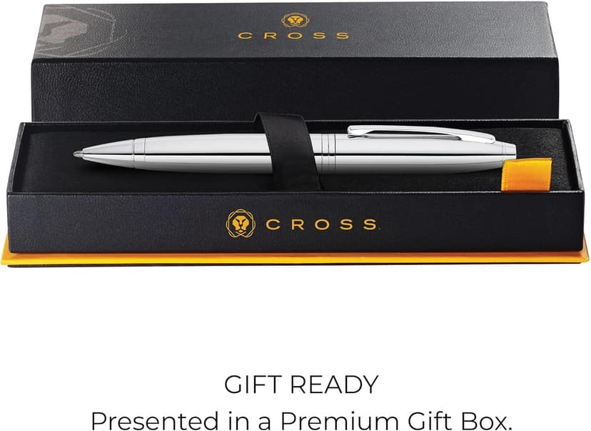 Cross Calais Refillable Ballpoint Pen Presented in a Luxury Gift Box - Medium Point, Black Ink, Polished Chrome