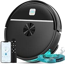 ECOHOME Robot Vacuum and Mop Combo,3500Pa Powerful Suction, with Wi-Fi/App/Remote,2 in 1 Mopping Robot Vacuum Cleaner,Dustbin and Watertank, for Pet Hair,Hard Floors and Low Pile Carpet,Black