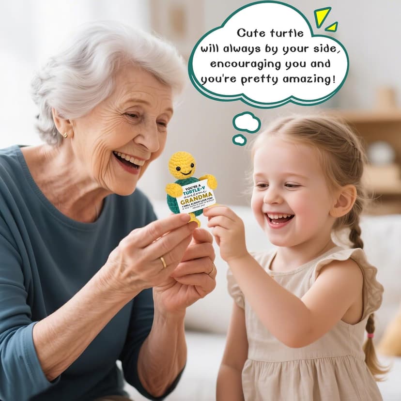 Funny Turtle Grandma Gifts Mothers Day Birthday I Love You Grandma Gifts for Grandmother Nana Gigi Mimi Present from Granddaughter Grandkids Grandson Handmade Emotional Positive Crochet Animals Turtle