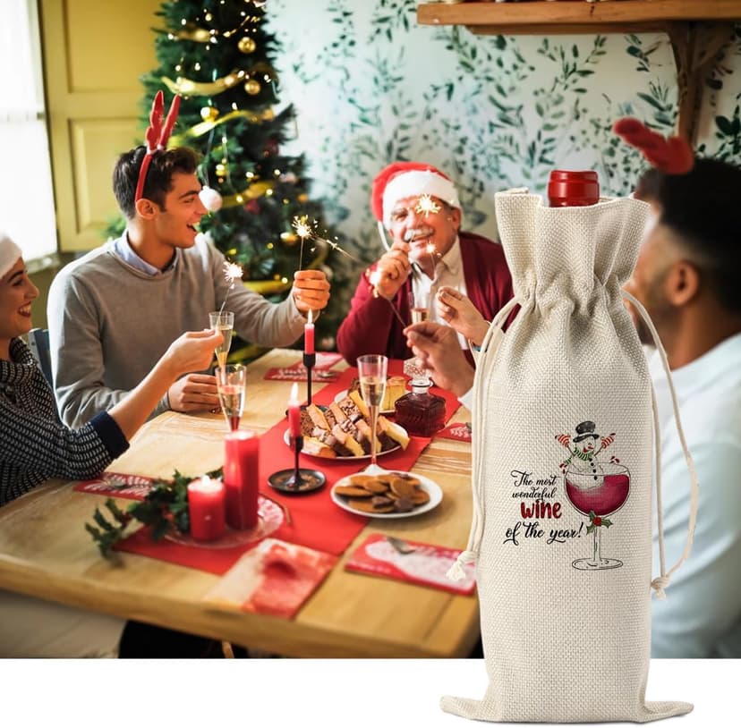Funny Christmas Wine Bags - Holiday Gifts for Women & Men - Wine Lover & Christmas Party Decorations