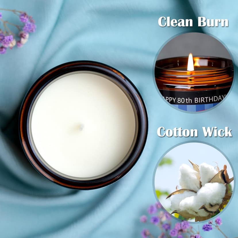 80th Birthday Gifts for Women, 80th Birthday Gifts for Men, Happy Decorations Scented Candles for Dad Mom Card Cake Topper Napkins Banner Balloons Party Best 80 Year Old Ideas